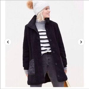 LOFT Black Teddy Jacket with Button Closure